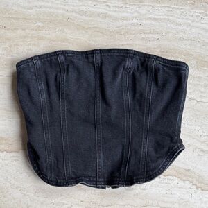 Denim Forum Black Denim Corset-Style Top